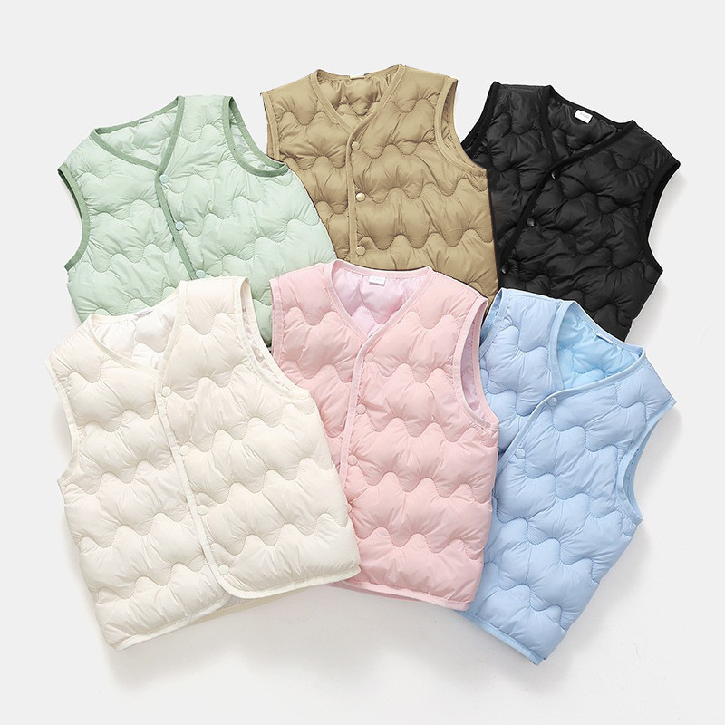 Otoño y invierno nuevos chalecos de niños de moda para niños de mediana edad, ropa de algodón delgada, chalecos de ropa interior y ropa exterior