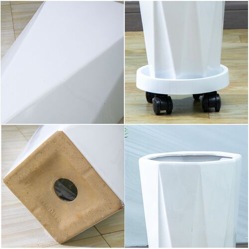 Flower pot Ceramic white octagonal tall tube floor-standing medium large extra large loose-tail sunflower pothos fortune tree potted plant
