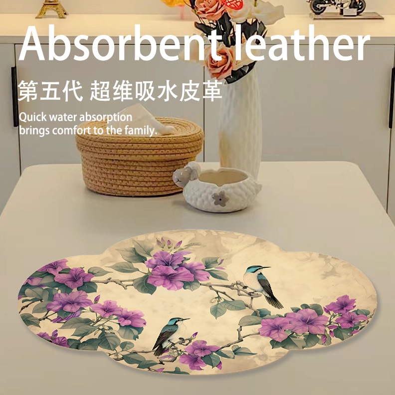 Almohadilla de drenaje de cuero absorbente Almohadilla de succión de arte de té Zen creativo chino image 3
