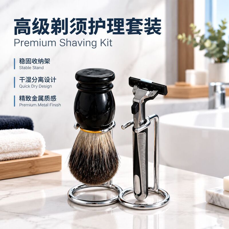 Men's Retro Shaving Brush Storage Rack, Vintage Manual Razor Holder, Bathroom Shaving Tool Storage Stand