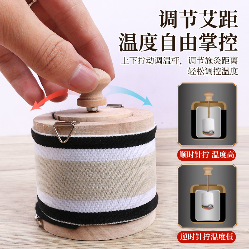 Wooden Handheld Moxa Box Moxibustion Device Three Needle Large Size for Full Body Neck Shoulder and Abdomen key features