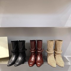 广州高版2025时髦复古西部牛仔靴女真皮中筒靴百搭气质牛皮骑士靴