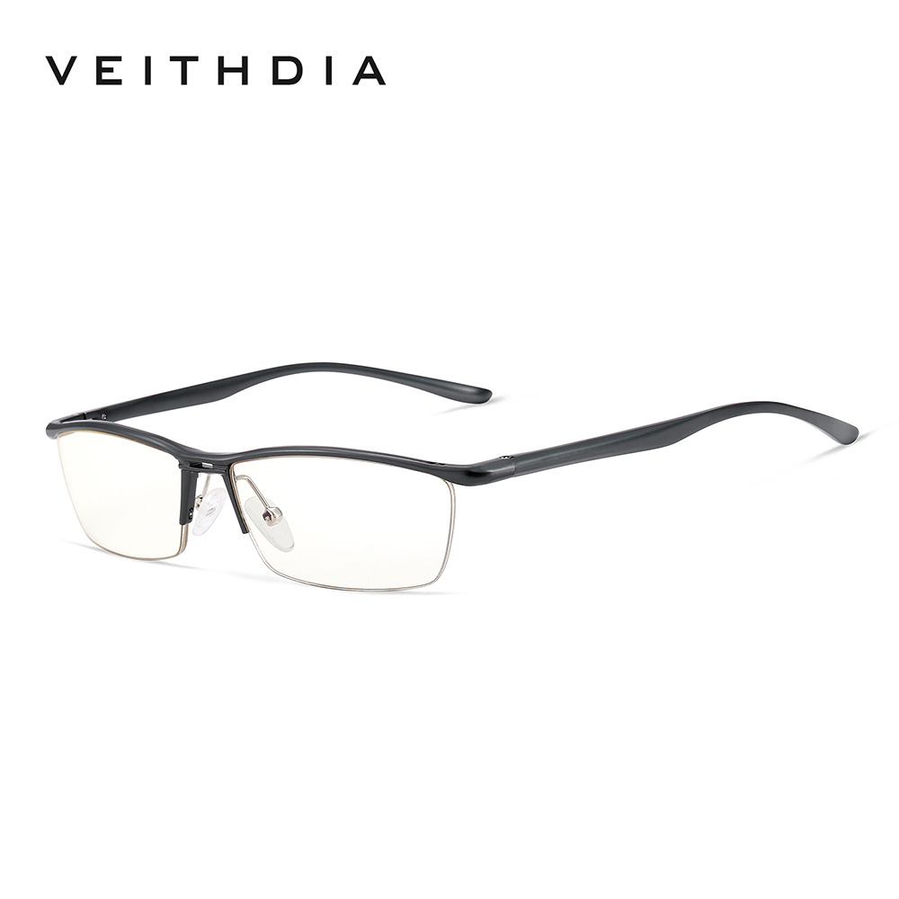 Medio marco de aluminio y magnesio, cerca de la luz azul, marco de gafas, marco pequeño para hombre, cuadrado, negocio simple, lugar cómodo 8761