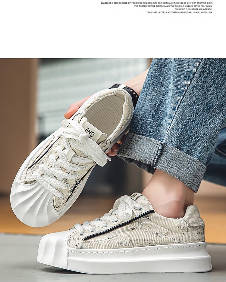 ShoeGlobe Canvas Herren-Sneaker 2025 mit neuer Shell-Toe-Zehenkappe – Sportschuhe für Jugendliche, rutschfest, trendig, für den Winter, Freizeit und Freizeit._voghion.com