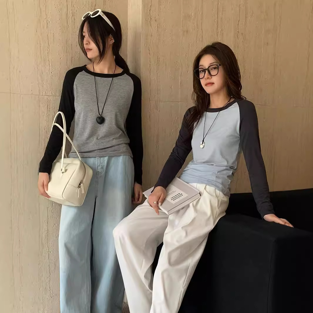 Ai Chunshi Autumn and Winter Wool Tensile Acetic Acid Base Shirt for Women New Style Long Sleeve Top Round Neck Skin-friendly Knitted Sweater