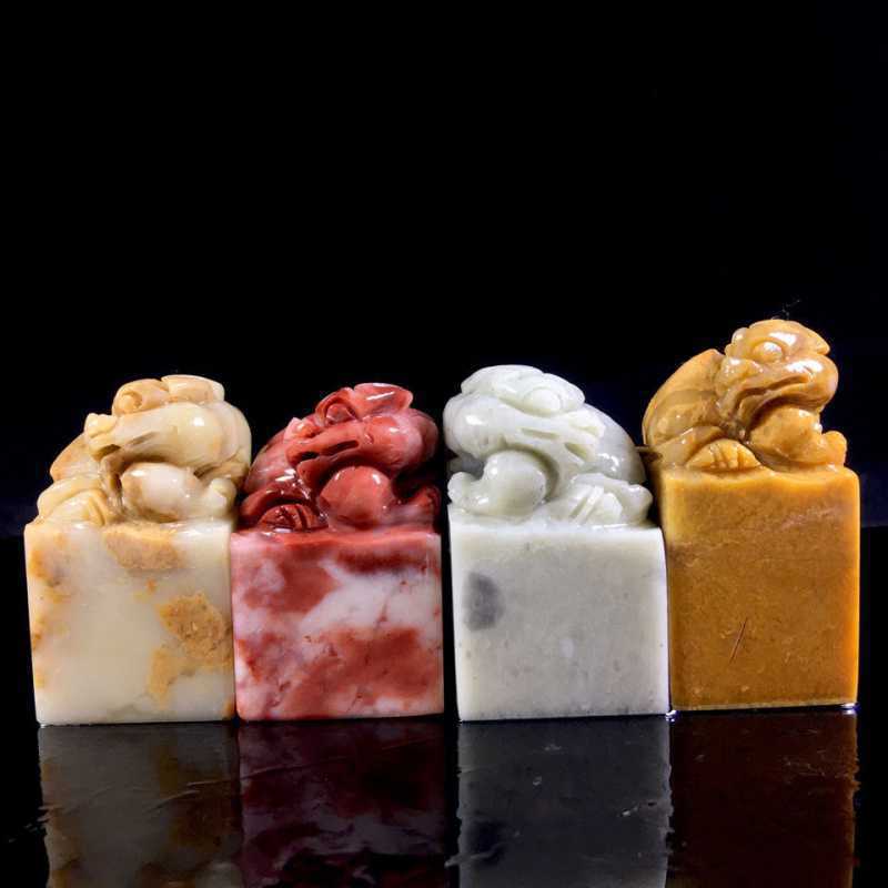 (2개) SHOUSHAN STONE 고대 BEAST BUTTON SEAL MATERIAL FURONG LAOLING SEAL PAINTING 및 CALLIGRAPHY SEAL