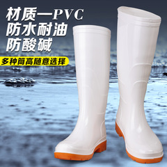 Food Factory Special White Rain Boots Sanitary Boots Men's and Women's Rubber Shoes Kitchen Waterproof Anti-Slip Oil-Proof High-Top Water Shoes 