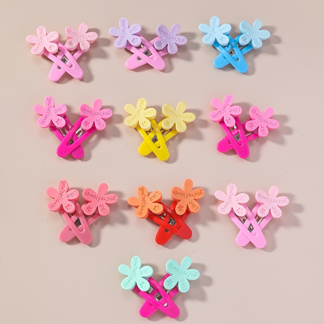 100 PCS/Package Quantity Sweet Simple Style Girl'S Rabbit Flower Plumeria Plastic Handmade Hair Clip