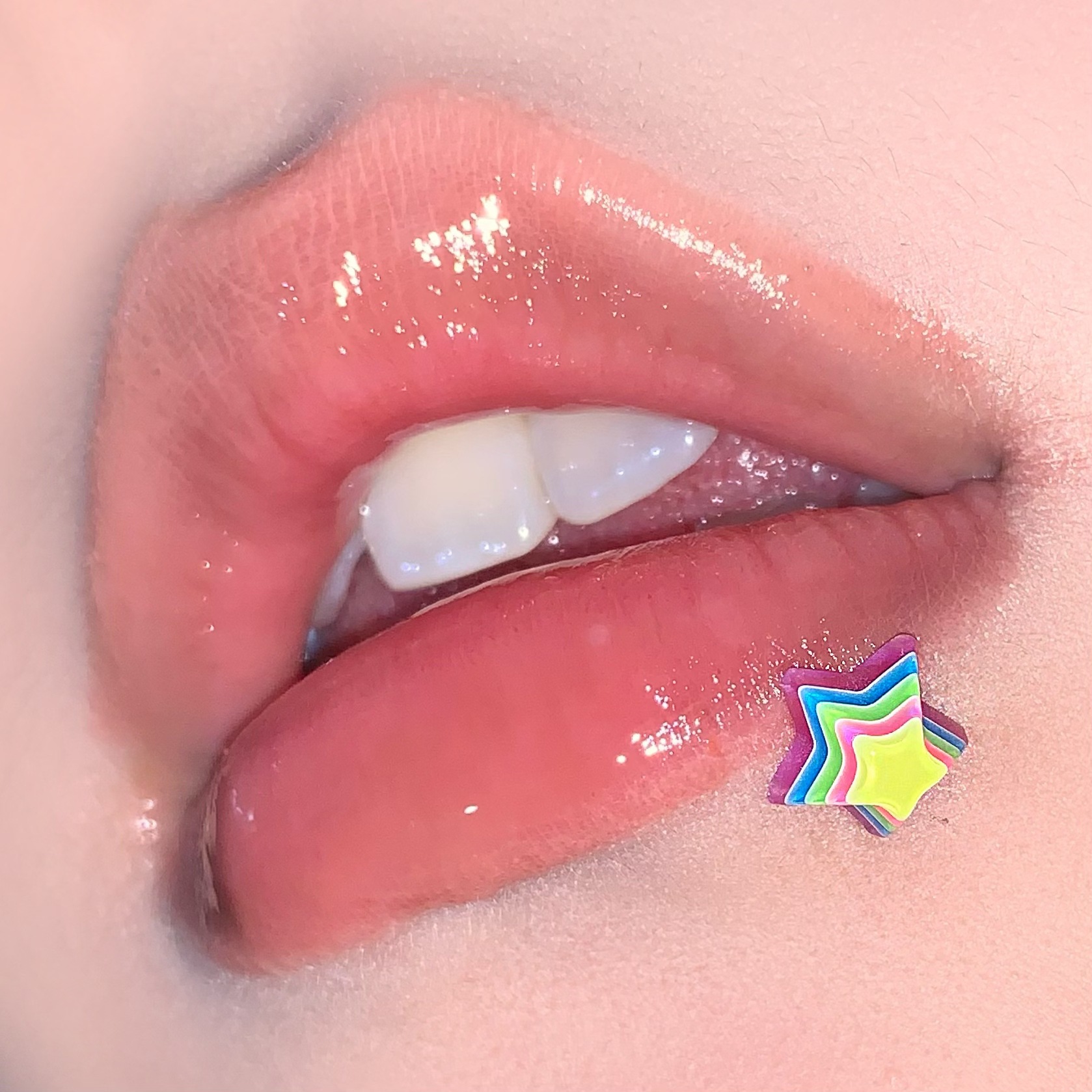 Pointed labret stud close-up product detail