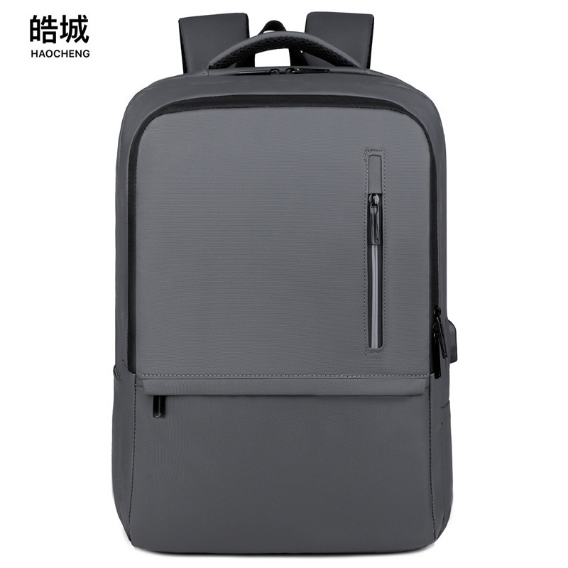 Mochila USB multifuncional simple para hombres transfronterizos, mochila para computadora de gran capacidad para viajes de negocios, LOGO personalizado