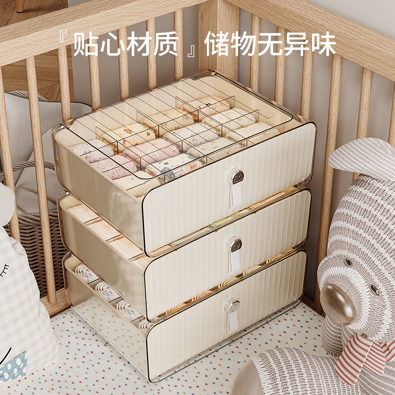 子供用下着に靴下を入れる唾タオル収納ケース分格神器赤ちゃん収納ケース引き出し式プラスチック|undefined