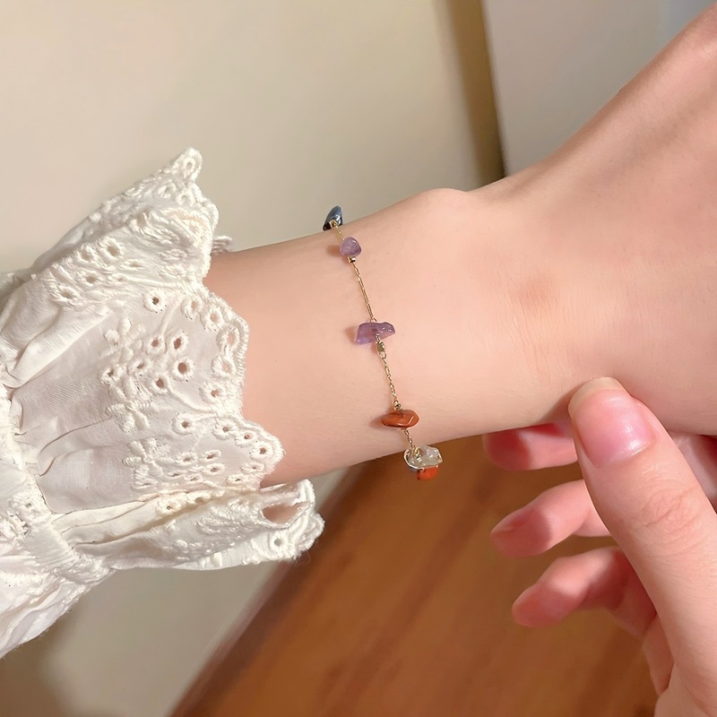 「Meet the Rainbow」ドーパミンカラフルなスクエアストーンネックレス、夏の甘くて絶妙で多用途な積み重ね可能な鎖骨チェーン|undefined