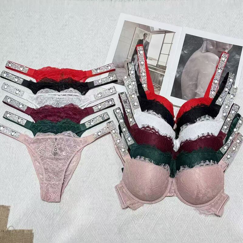 Foreign trade European and American AliExpress best-selling rhinestone sexy lace lingerie and underwear set, sexy push-up thin style Foreign trade European and American AliExpress best-selling rhinestone sexy lace lingerie and underwear set, sexy push-up thin style