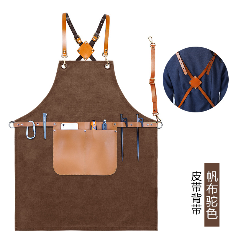 Comercio exterior delantal de lona gruesa logotipo personalizado industria pesada máquina reparación electricista carpintería ropa de trabajo delantal fábrica al por mayor personalizado