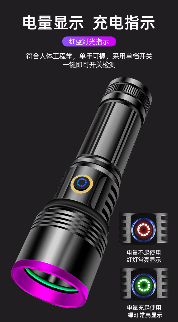365Nm Purple Light Flashlight 20W Ultraviolet Light for Banknote Detection, Jewelry and Gemstone Identification, Fluorescent Agent Detection Uv Flashlight