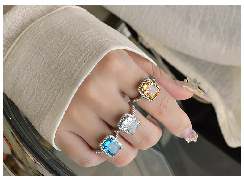 Fashion Geometric Sterling Silver Plating Zircon Rings 1 Piece