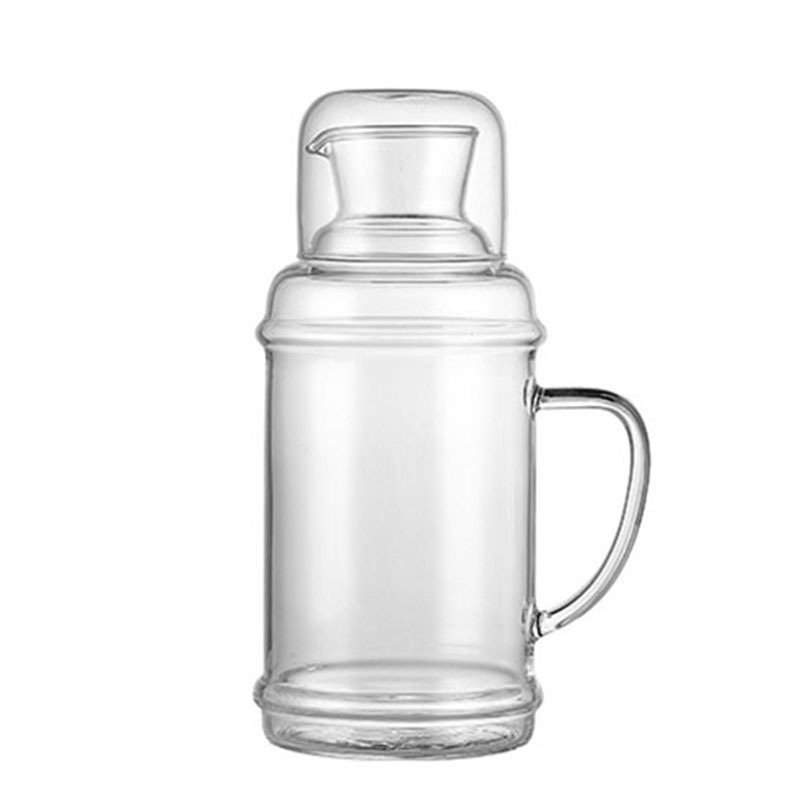 Venta al por mayor vidrio borosilicato vintage botella de agua fría gran capacidad hogar botella de almacenamiento de agua transparente jugo botella de agua fría taza conjunto