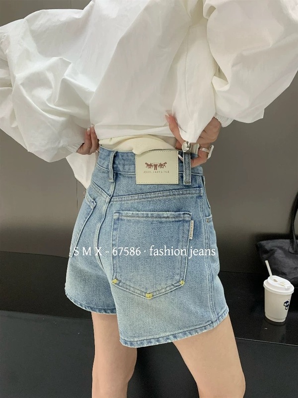 SMX デニムショートパンツ レディース 2025 夏 薄手 ライトカラー カジュアル ワイドレッグ スリム Aライン 七分丈ホットパンツ 67586|undefined