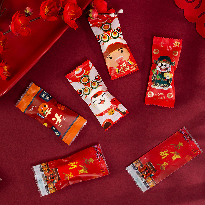 廠家批發新年糖果袋200隻牛軋糖袋卡通聖誕節糖果袋加厚磨砂機封
