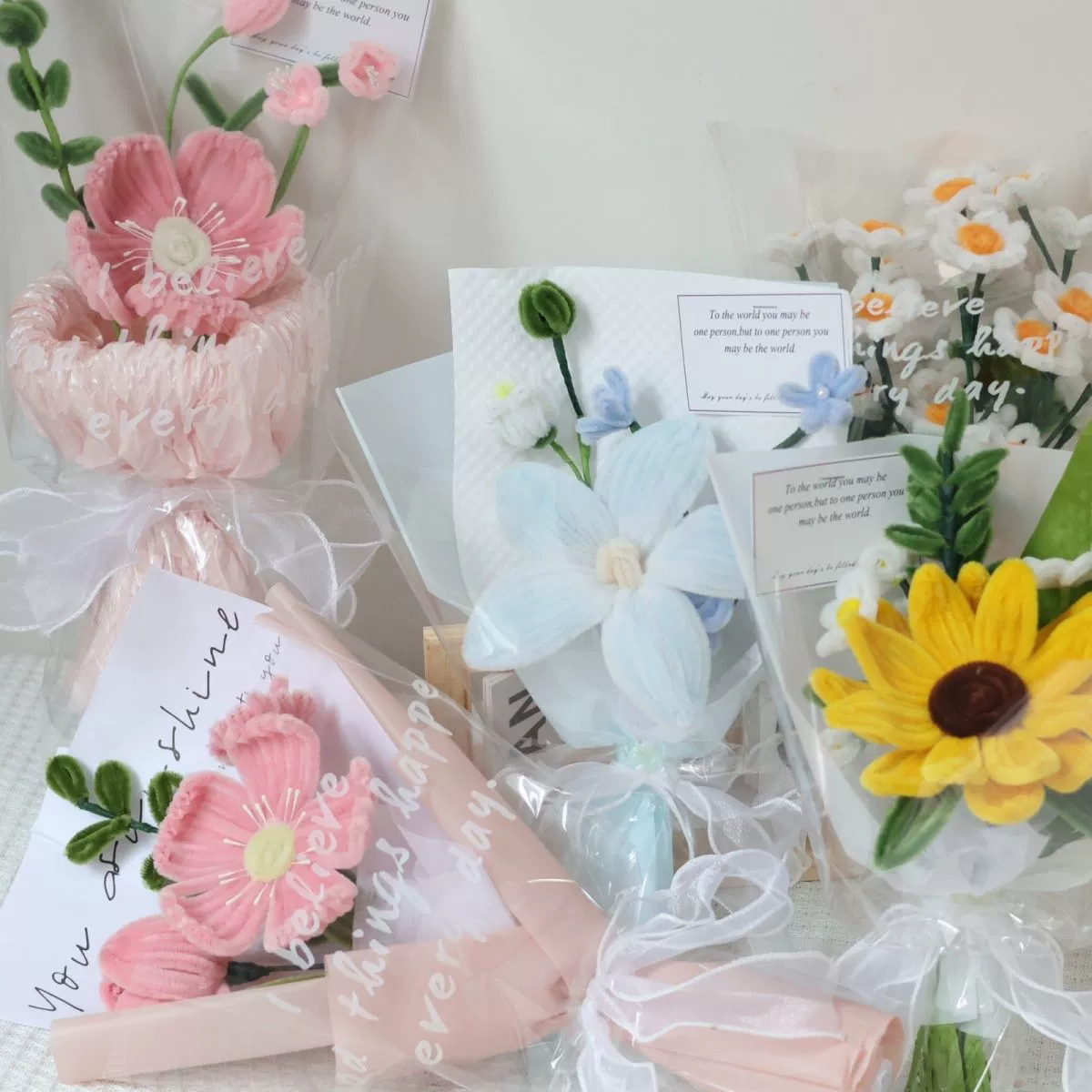 Готовый скрученный букет готовый креативный маленький свежий ручной работы, милый букет, высокий цвет, День учителя Танабата