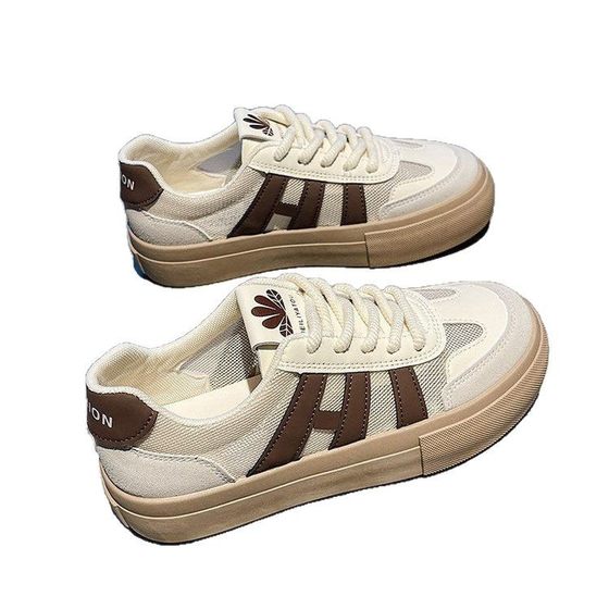 New All-match Niche Design Mesh sneaker Women's 2025 Spring Training Board Shoes Instagram Fashion Platform White Shoes