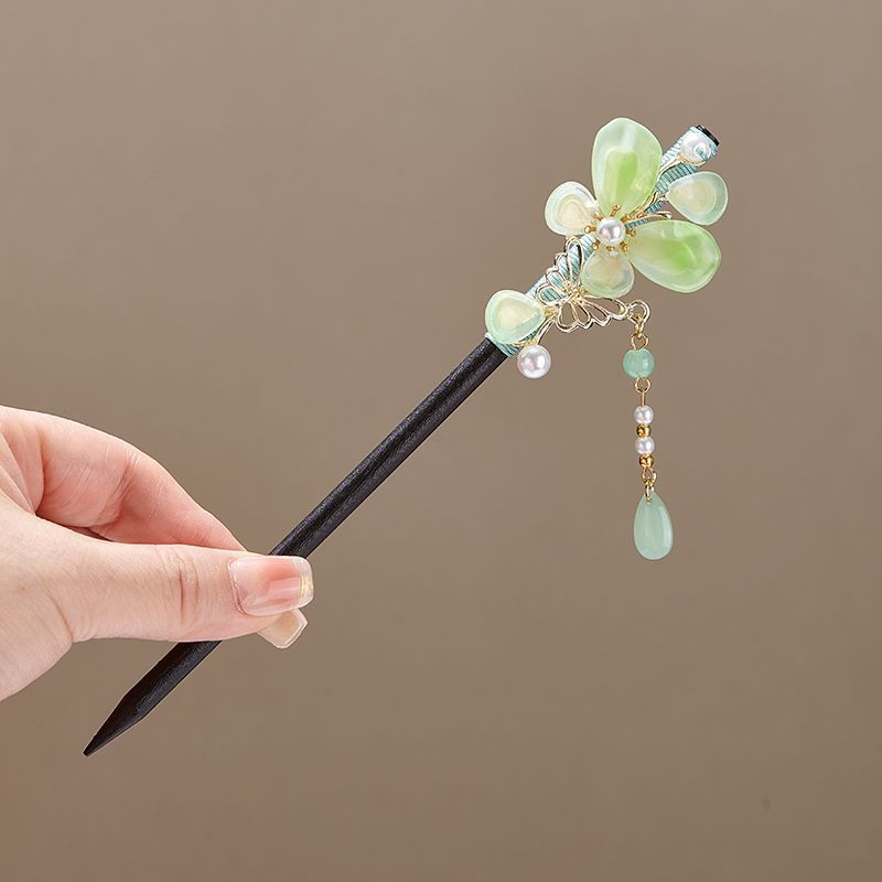 新中式古风发簪少女优雅盘发头饰仿黑檀木发钗古装汉服挽发木簪|undefined