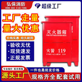 厂家直销翻盖式灭火器箱4kg两只装5公斤干粉碳钢消防箱批发储物