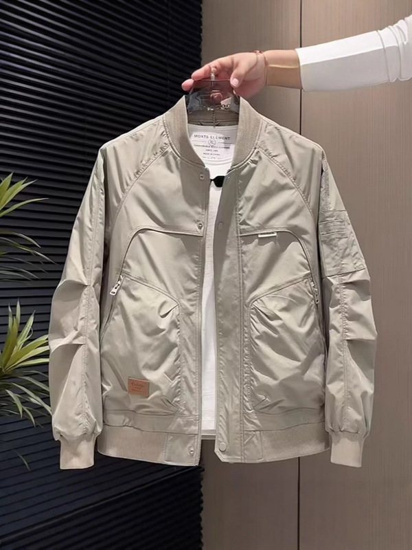 棒球服线条夹克男2025秋季潮牌工装男装美式复古宽松飞行员外套男|undefined