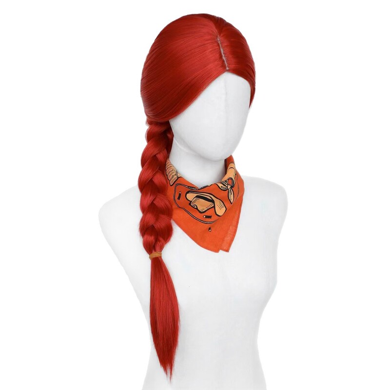 Toy Story 4 Jessie Anime Wig, Green Hair Cosplay Red Braided Wig, Middle Part Red Wig Set