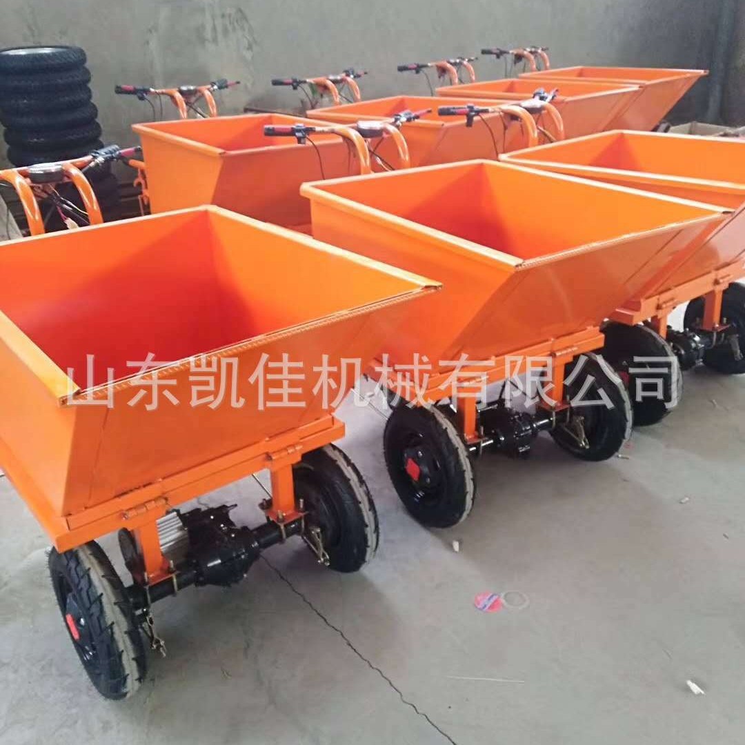 混凝土运输电动灰斗车 四块大电瓶手推式三轮灰斗车工地鸡公车