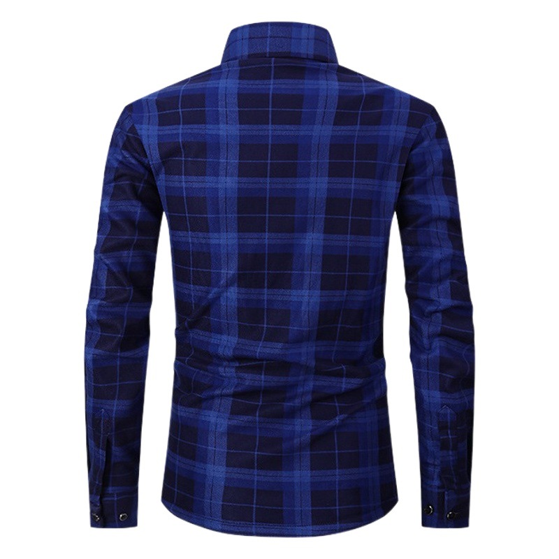 Comercio exterior transfronterizo europeo y americano más terciopelo casual engrosado camisa térmica hombres Otoño e Invierno manga larga más tamaño Otoño e Invierno camisa