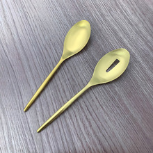 不锈钢砂光葡萄牙公用勺公用漏 餐厅酒店公用勺漏自助餐服务勺漏