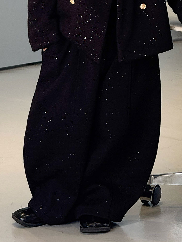 25761 блестящие бархатные черные брюки