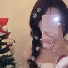 秋冬雪花珍珠发夹少女小夹子鸭嘴夹前额刘海夹发卡发饰头饰高级感