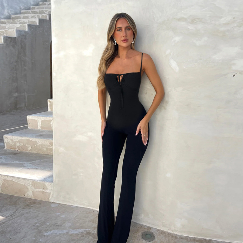 Full Length Pants Length Women's Holiday Bodysuits Simple Style Classic Style Solid Color Full Length Jumpsuits