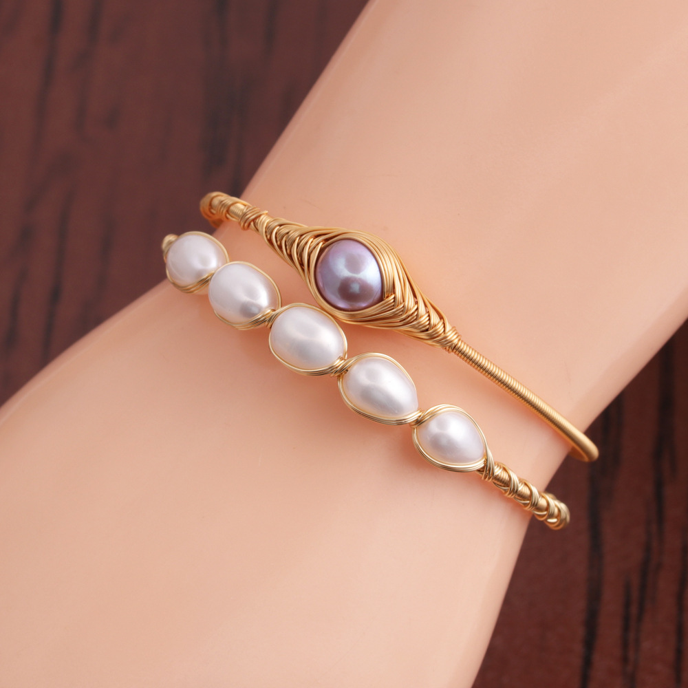 Simple Fashion Purple 14k Gold Winding Elastic Bracelet display picture 1