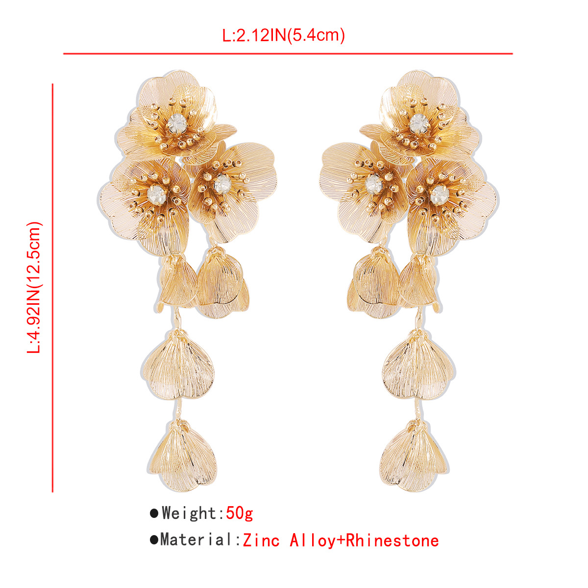 Title 1, Pendientes elegantes con diseño floral y pedrer...