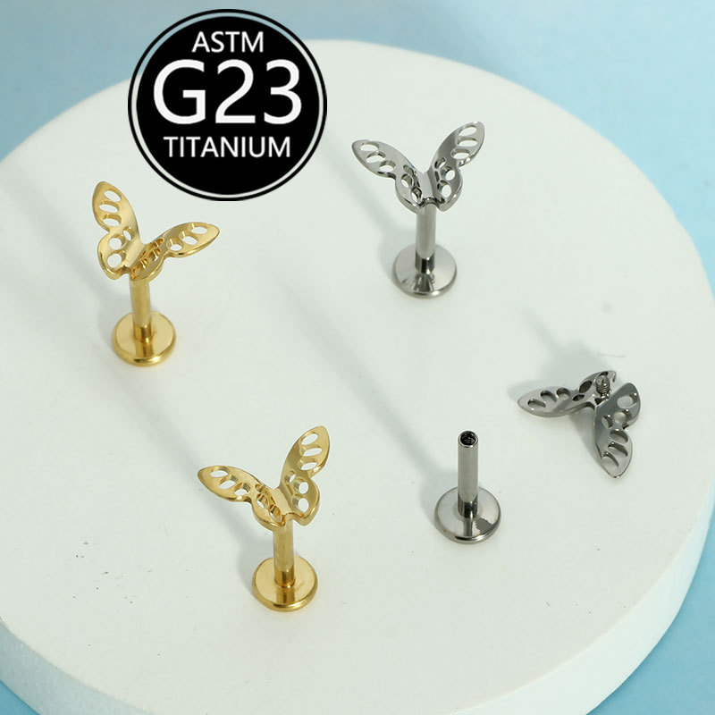 Pointed titanium steel lip stud product view