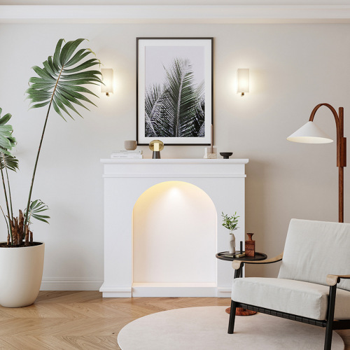 French cream white fireplace cabinet living room decoration cabinet with light emitting storage cabinet shooting entrance cabinet ins style guesthouse 