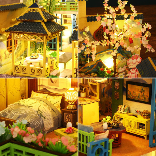 Qiaolexing DIY Cabin P013 Fuchun Mountain Residence Handcrafted Assemble New Chinese Style Villa Art Model Toy