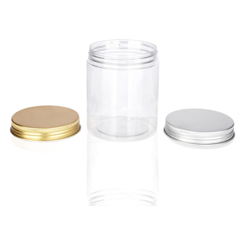 Suministro directo de fábrica a juego 150ml botella de boca ancha transparente PET botella de crema de plástico botella de crema cubierta de aluminio botella vacía en stock