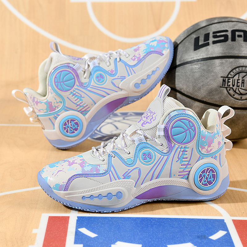 Factory Direct Sales Number Letter Men's Basketball Shoes Summer Breathable Youth Sports Shoes Cement Floor Practical Sneakers