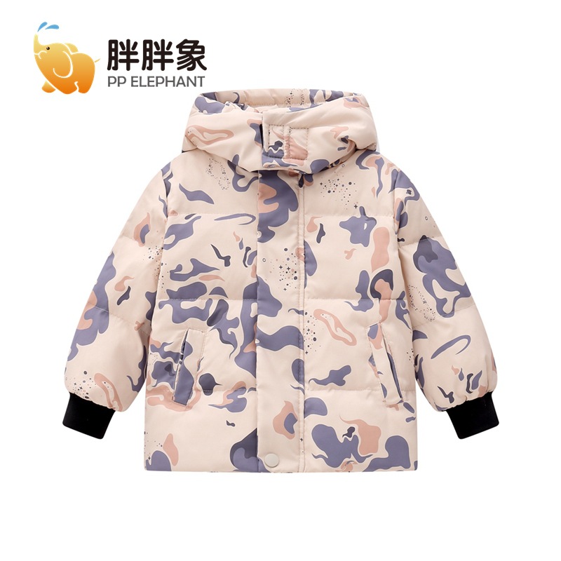 Invierno nuevos niños y niñas de los niños medio y grandes ropa de los niños engrosada camuflaje chaqueta caliente manga larga corta