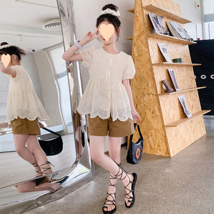 Girls Summer Clothes suit 2025 New Girls Summer Chanel Style Western Style Clothes Children's Summer Short-sleeved Two-piece Set