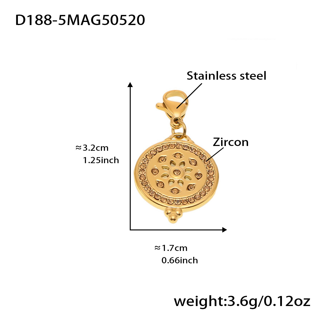 D188-5 골든 지르콘 펜던트 1개