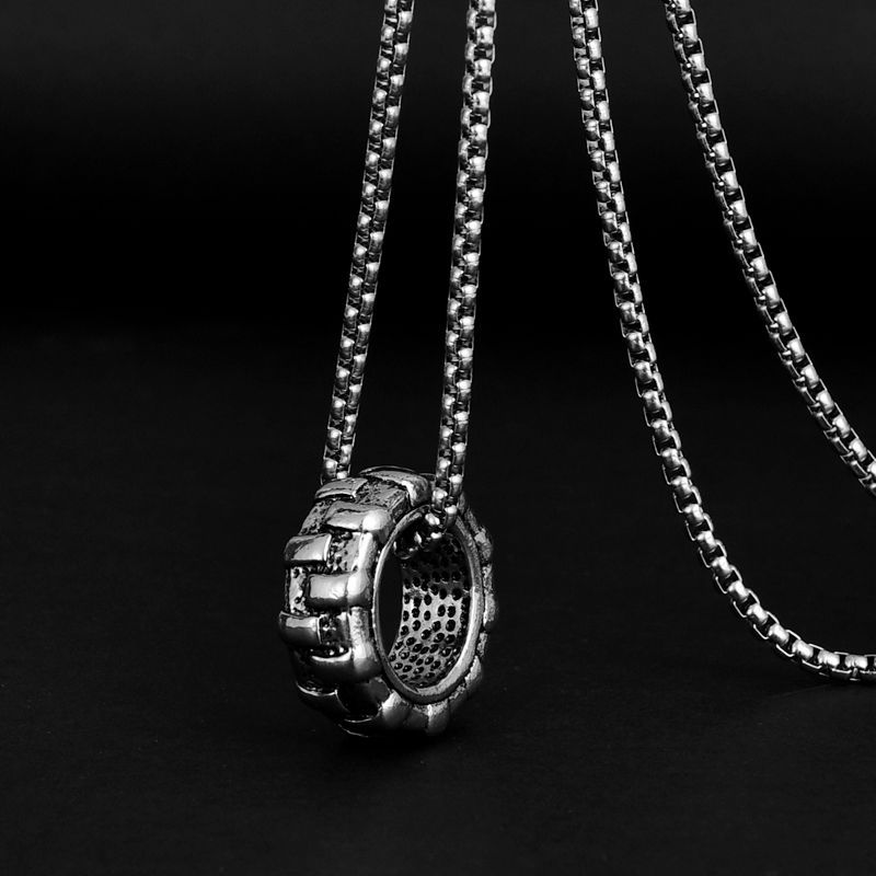 Personalized Tire Ring Pendant Necklace For Men Titanium Steel_voghion.com