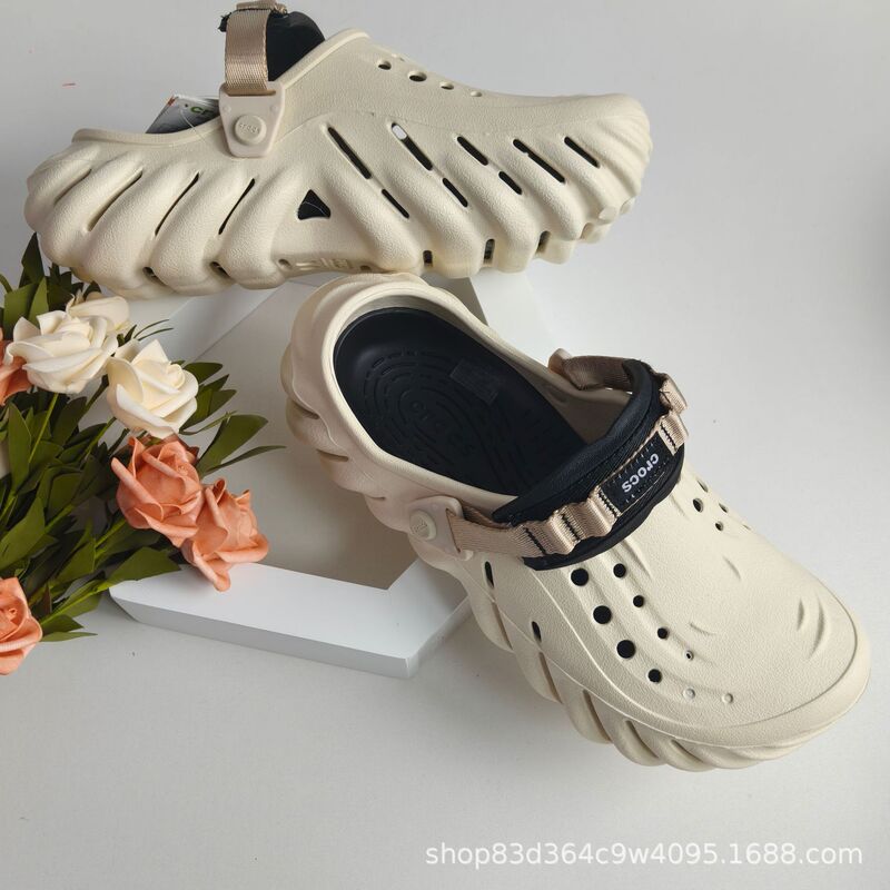 Cross Men's Perforated Shoes, Casual Wave-Patterned Shoes, Breathable Beach Couple Sandals, Women's Non-Slip Closed-Toe Men's Slippers Cross Men's Perforated Shoes, Casual Wave-Patterned Shoes, Breathable Beach Couple Sandals, Women's Non-Slip Closed-Toe Men's Slippers
