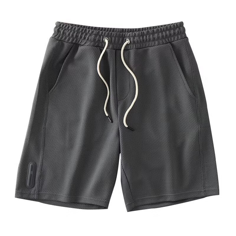 Pantaloncini casual da uomo in maglia waffle con trama a nido d'ape e stampa ananas, traspiranti e dalla vestibilità ampia, ideali per l'estate e l'attività sportiva._voghion.com