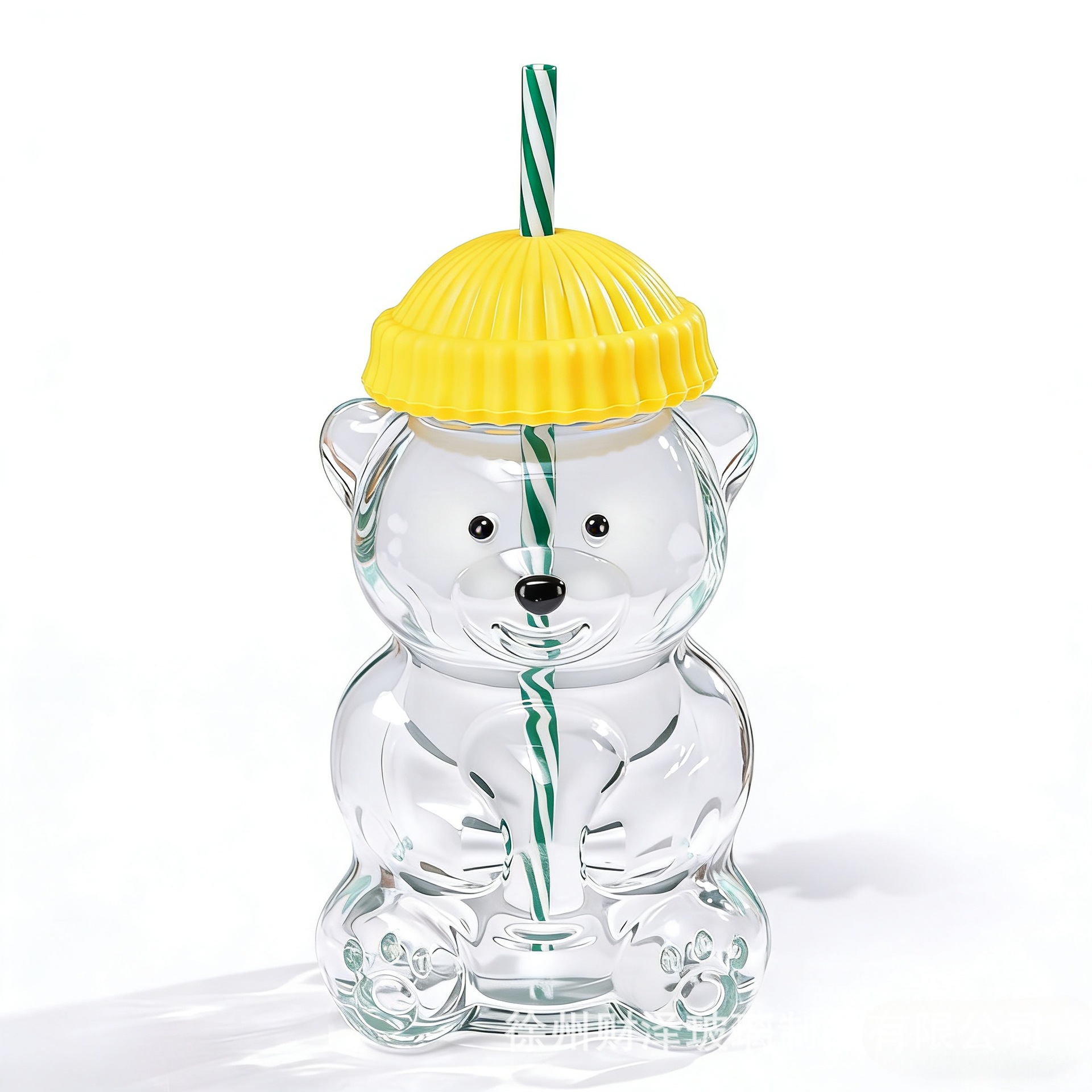 Tazas de vidrio de oso transfronterizo explosión alta borosilicona taza de paja transparente resistente a altas temperaturas taza de bebidas Teddy Bear Botella de Boston