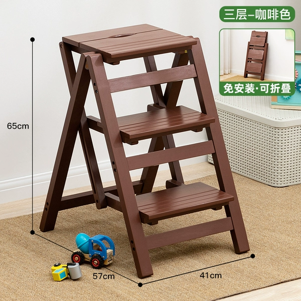 [Foldable installation can be folded] Three-layer-coffee color (pure solid wood)